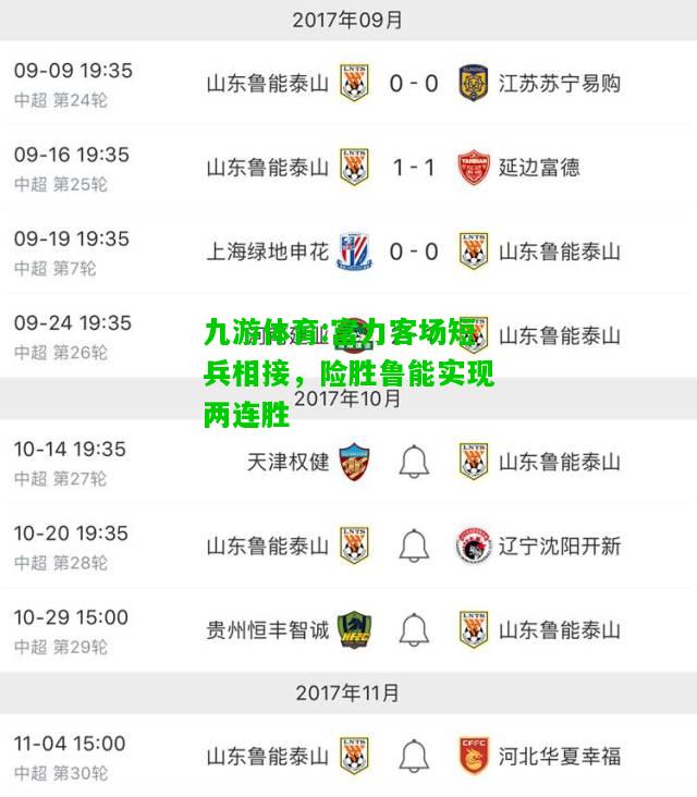 富力客场短兵相接，险胜鲁能实现两连胜